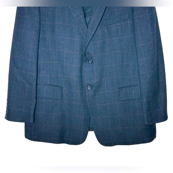 Pronto Uomo Lambswool 2-Button Windowpane Navy Plaid Sport Coat Blazer, Size 46R - Picture 5 of 13